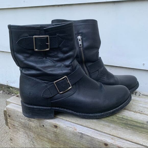 Frye Vicky Engineer Boots black buckle leather 11B Style 3478817 - Picture 4 of 13